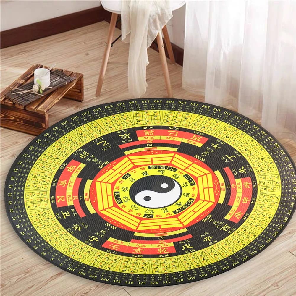 Muy Bien Taoist Tai Chi Bagua Round Carpet Cushion Zen Meditation Anti-slip Mat Chinese Living Room Decoration Carpet 60X60cm