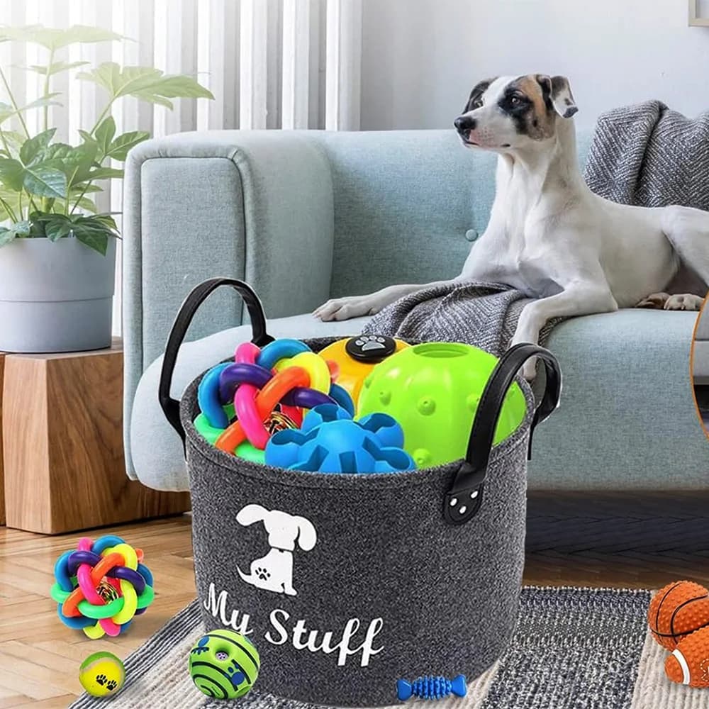 Cesto Portaoggetti Speciale per Giocattoli per Cani, Scatola in Feltro per Organizzare Giocattoli e Accessori per Animali Domestici, Contenitore per Coperte