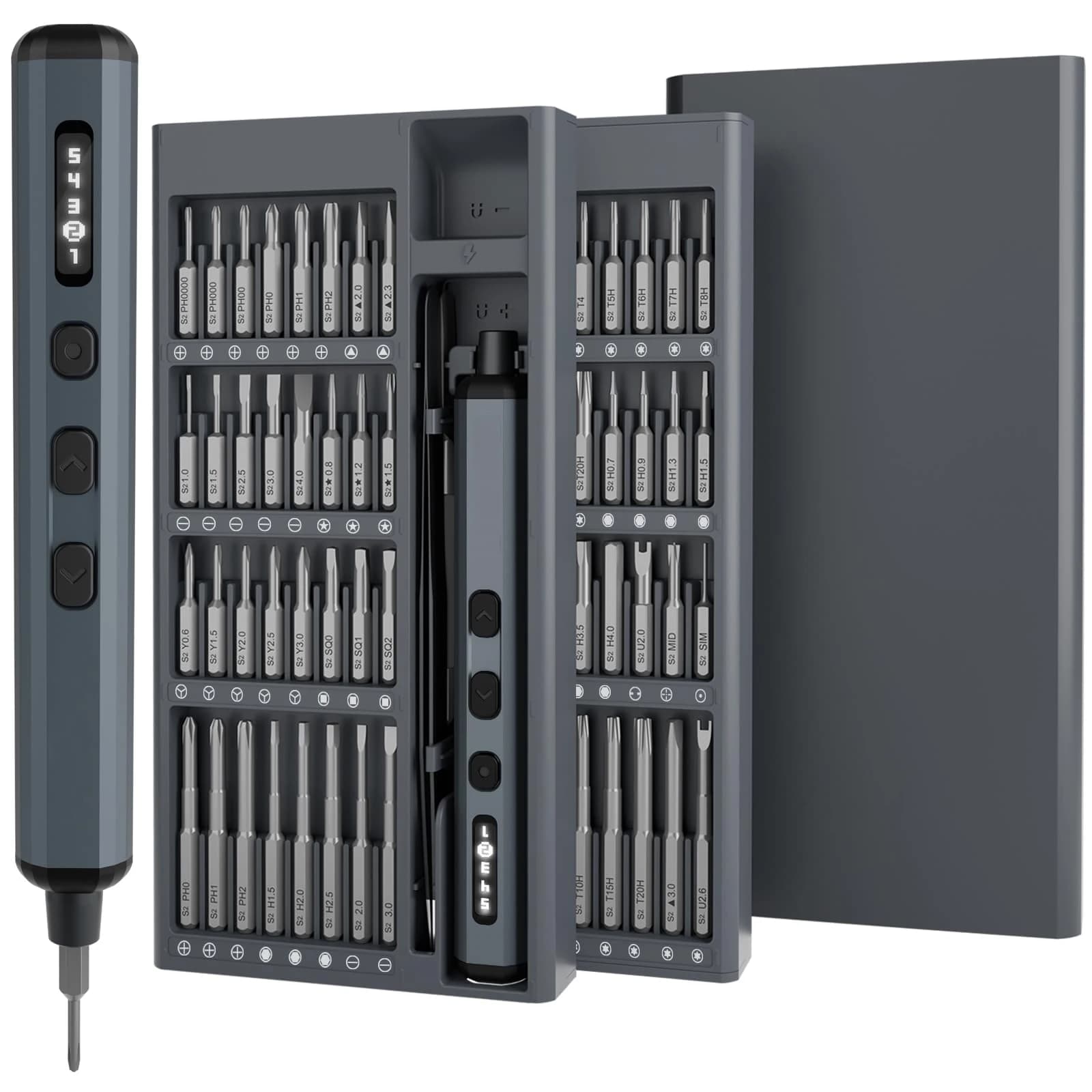 Mini set di cacciaviti elettrici 68 in 1 punte preicison S2 a batteria 5 impostazioni di coppia kit di strumenti di riparazione luci per PC RC elettronico
