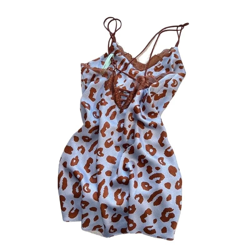 New French Retro Leopard Print Sexy Suspender Nightdress Slim Summer Pure Desire Backless Dress Chest Pad Pajamas 2026 Underwear