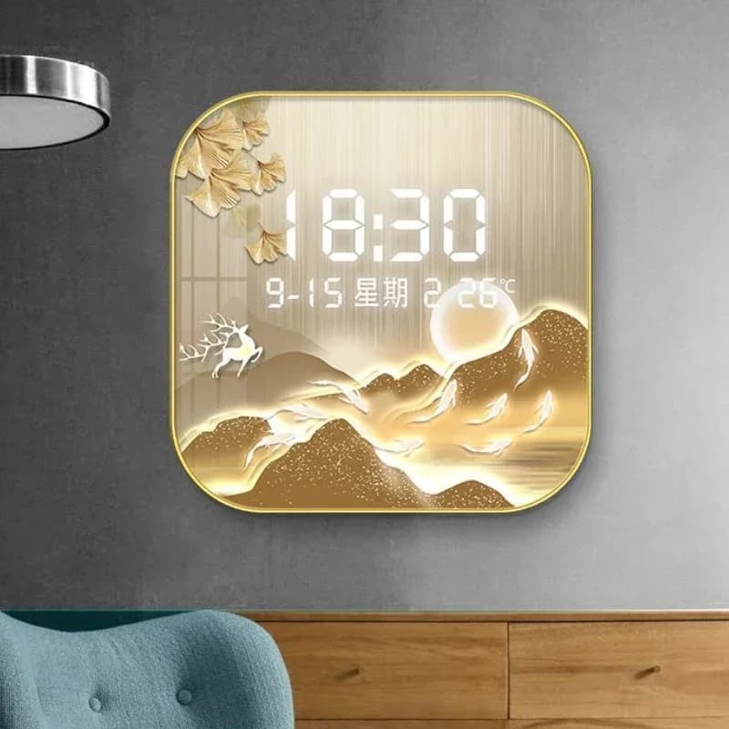 Nuovo semplice display digitale cuscino orologio portico pittura decorativa orologio da parete quadrato orologio da soggiorno creativo
