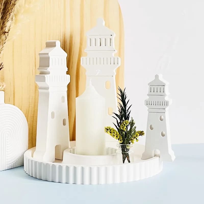 Faro Aromaterapia Gesso Argilla Stampo Faro Forma di casa Candela Sapone Stampo in silicone Ornamenti per la casa al mare Stampo per colata