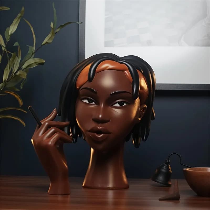 Bruciatore di incenso Black Woman Head (Headscents) - Incensiere e porta bastoncini di incenso, ideale per soggiorno, camera da letto e ufficio