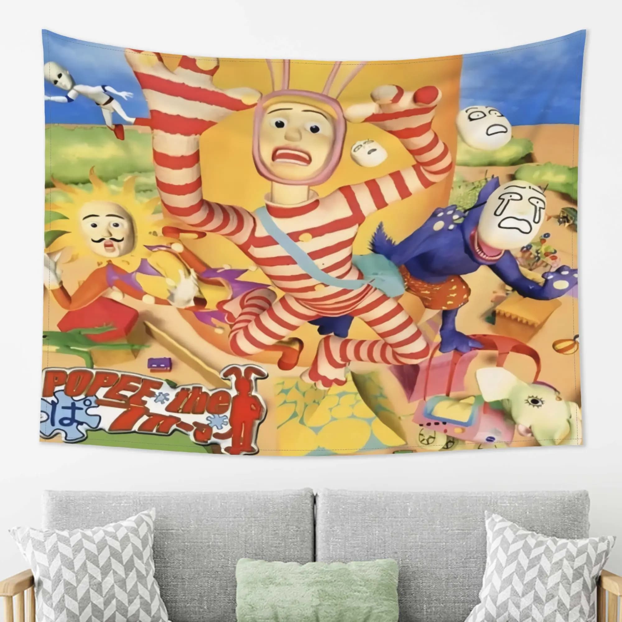 Vibrant Pop Art Comic Style Cartoon Character Tapestry Wall Hanging Funny Pop Culture Theme Decor for Kids Room Living Room Home