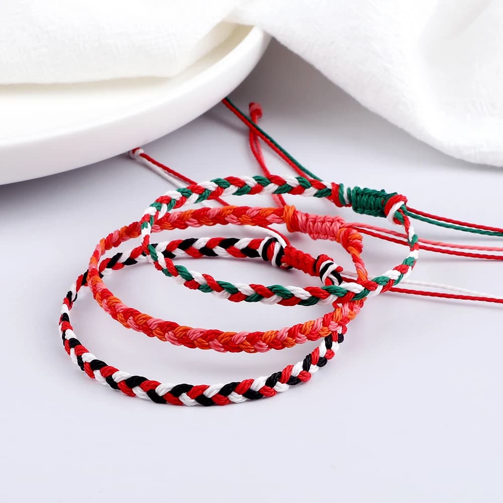Braccialetti intrecciati in filo di cera impermeabile per donne Ragazze fatti a mano Gioielli di buon Natale Regali Coppie Amicizia Regalo di Capodanno