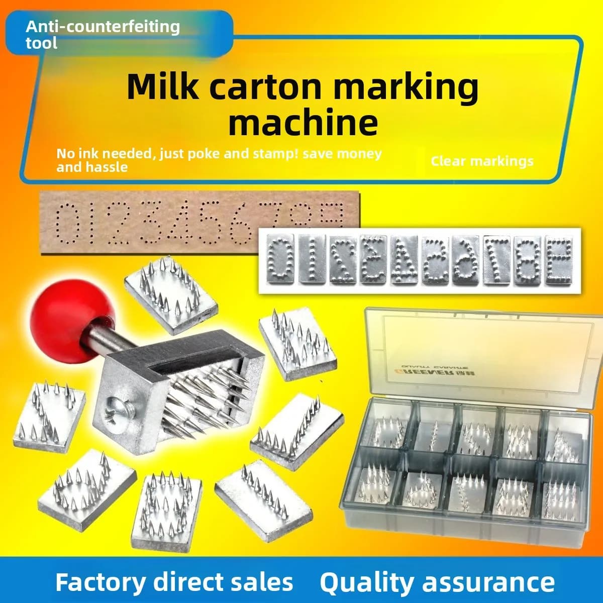 Needle Punched Steel Printing Carton Coder Milk Beverage Carton Anti-counterfeiting Colleiator Needle Marker Artifact Can Be Cus