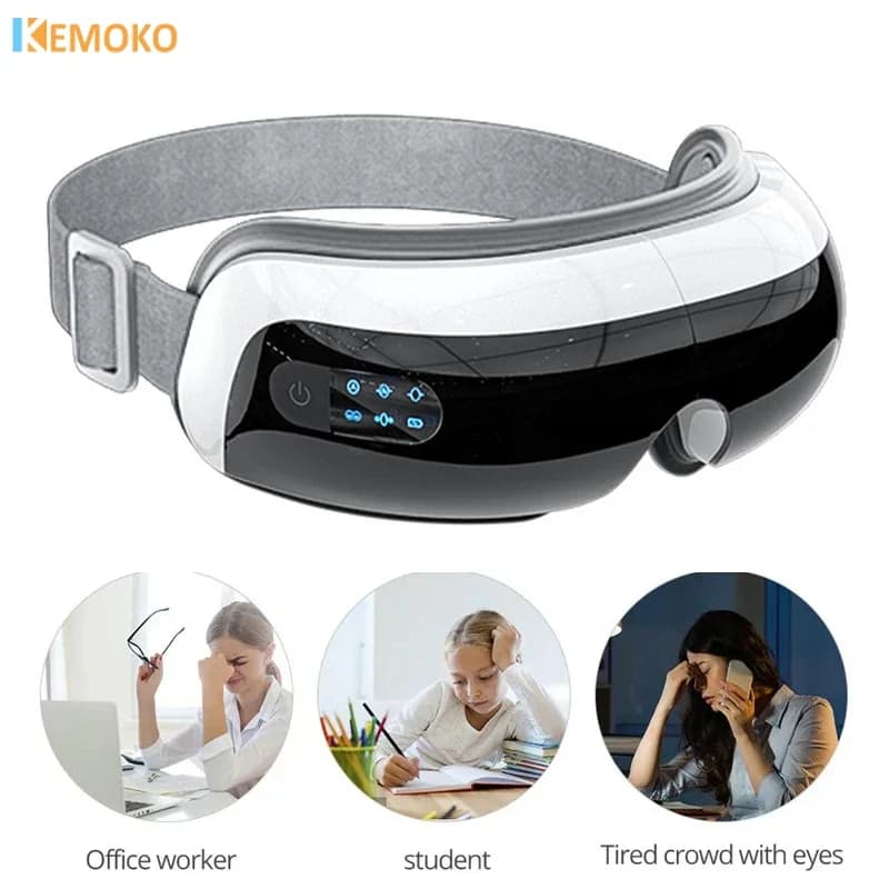 Electric Eye Massage with Heat Vibration Music Massage Bluetooth Air Bag Pressure Relaxing Eye Care Cherry Enhances Sleep