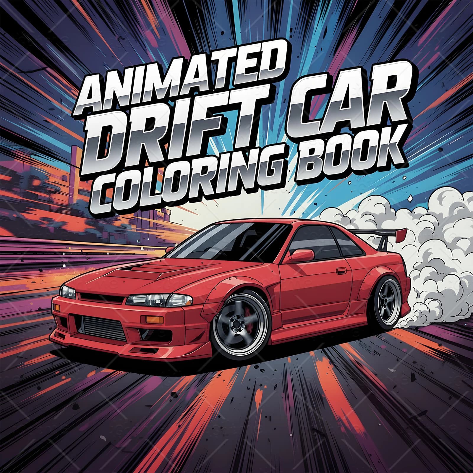 ANIMATED DRIFT CAR Bold-easy Patterns Coloring Book for Adults Cute Drawing Book Perfect Gift for Party and Birthday