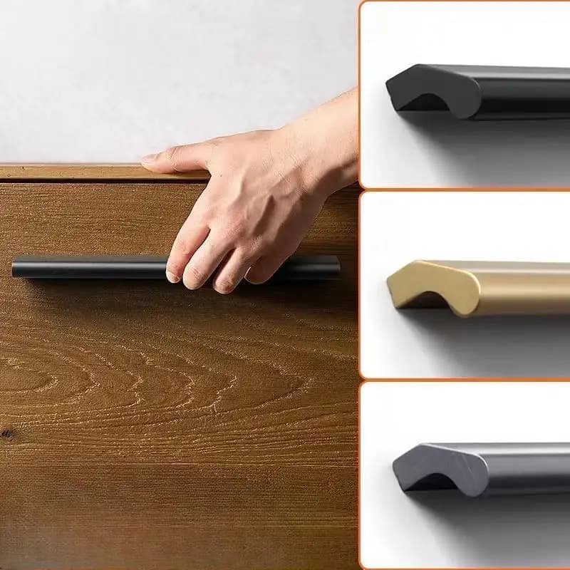 Nuove maniglie per mobili curve da 80-1200 mm, maniglie per guardaroba minimaliste in lega di alluminio, hardware di lusso leggero per cassetti, cucina, cassettiere