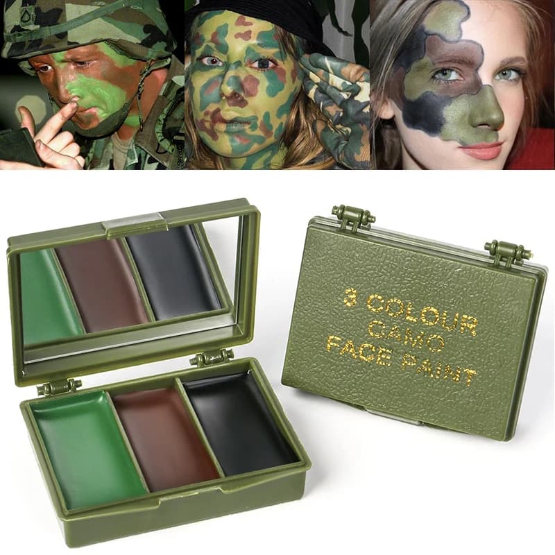 3-color camouflage face painting set, tactical outdoor CS equipment, realistic camouflage makeup oil for mixing and masking