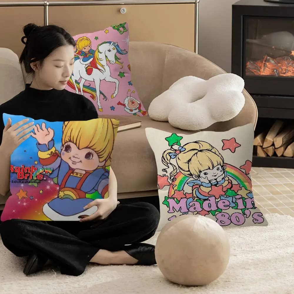 R-Rainbow B-Brite Federa per cuscino con disegno a cartoni animati, regalo, copricuscino per camera da letto, casa, divano, sedia, decorazione