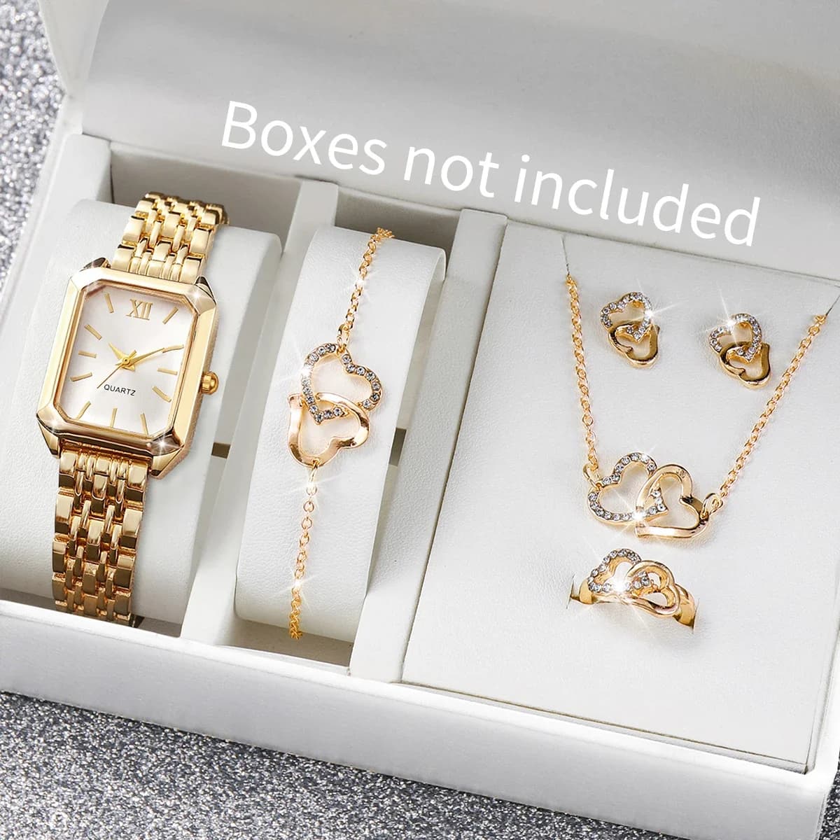 Simple and versatile 6-piece square quartz watch with steel strap, fashionable quartz watch, fashionable and lightweight luxury student watch