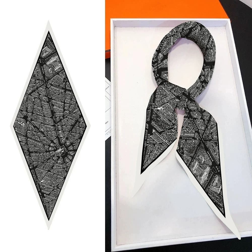 Sciarpa di seta di marca con stampa a caldo Sciarpa di seta di marca Donna di lusso Parigi Bandana Fascia Hijab Foulard Fazzoletto da collo Scialle per le signore