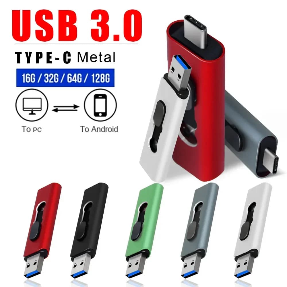 Nuovo 2 IN 1 Tipo-C Pen Drive 128 GB USB Memory Stick Cle USB 64 GB 16 GB 8 GB Pendrive Usb 3.0 Flash Drive per Android Phone/PC