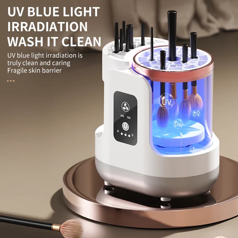 USB 3 in 1 electric makeup brush cleaner with quick drying automatic support device - Book tool for cleaning and drying of makeup brushes