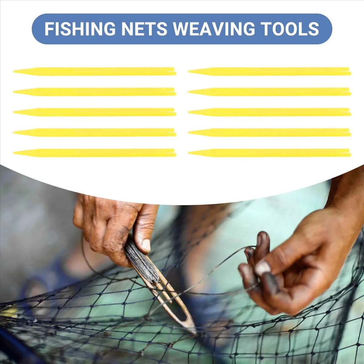 L79A 10 Pcs Yellow Plastic Fishing Net Repair Needle Shuttles Bobbin 2#