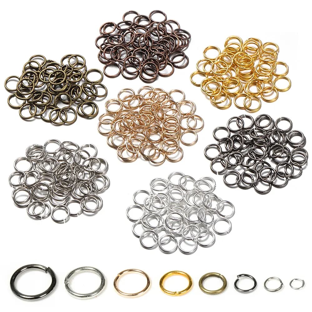 200 Pezzi Anelli Aperti Singoli e Anelli a Cerchio in Metallo da 3/4/5/6/7/8/10/12mm per Creazione Gioielli Fai da Te, Ciondoli e Catene