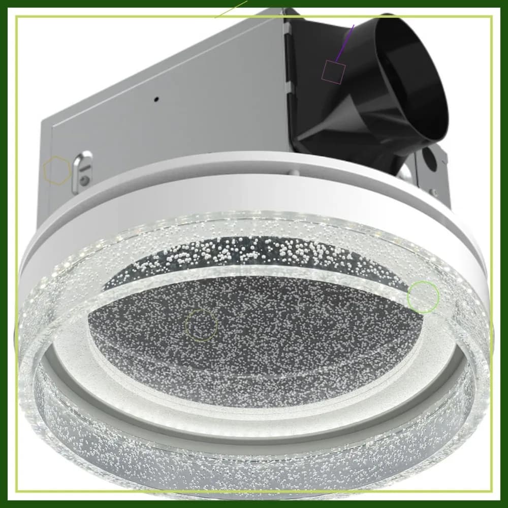 Ventilatore da Bagno 110 CFM 1.5 Sones con Luce e Luce Notturna, Ventola a Soffitto Effetto Cielo Stellato per Doccia, Seminterrato, Bianco