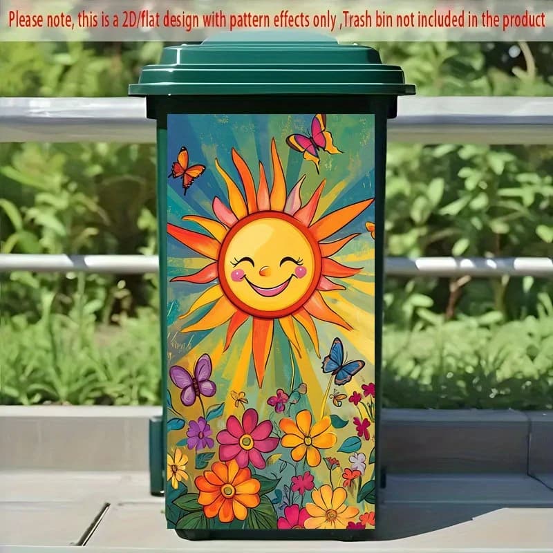 Adesivo 2D per Cestino della Spazzatura con Stampa Piana, Farfalla Arcobaleno Vibrante, Decorazione Murale per Cucina e Casa