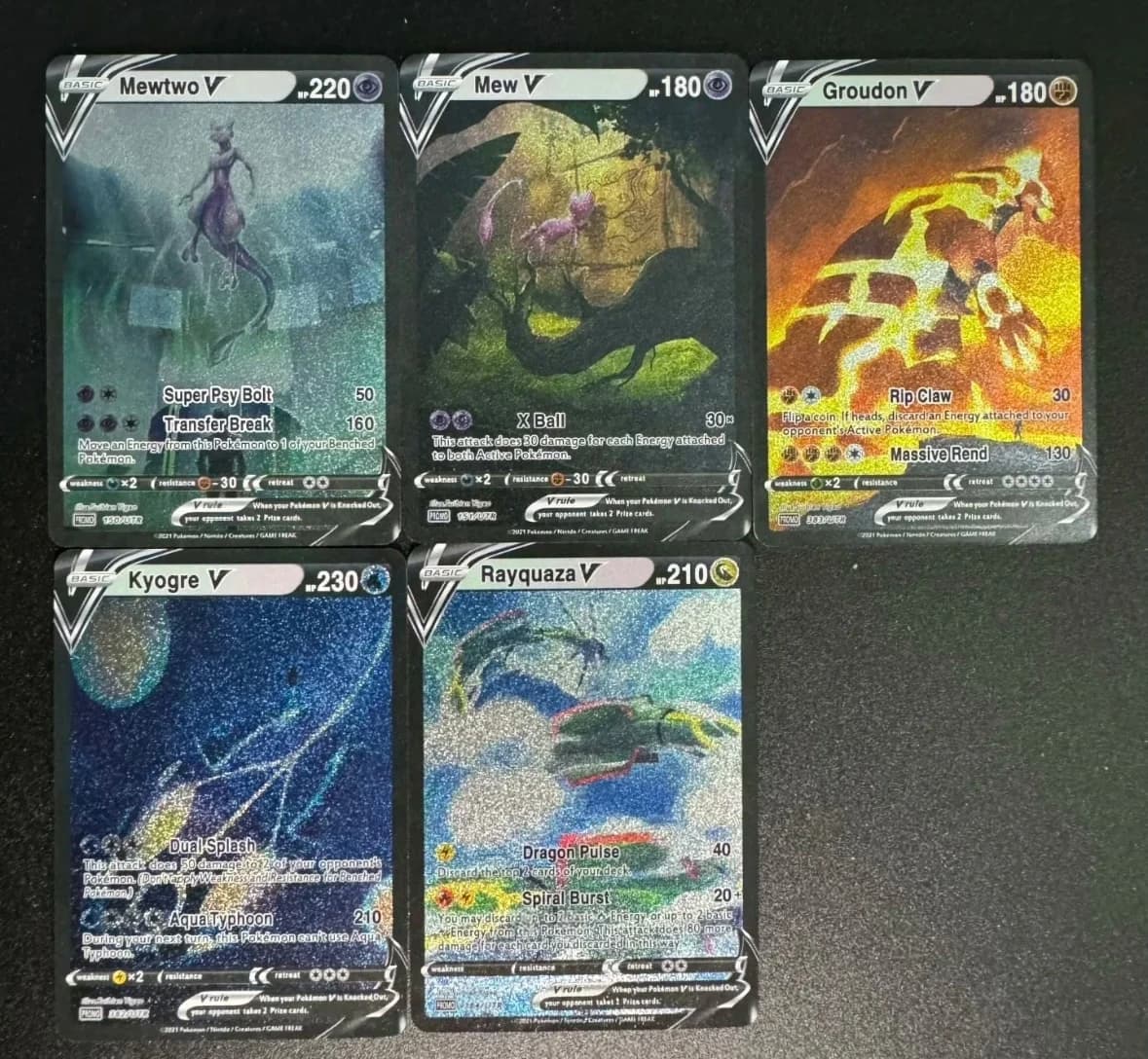 5 Pz/set Fai Da Te Pokemon Ptcg Mew Rayquaza Mewtwo Kyogre Groudon Flash Card Self Made Gioco Classico Anime Collezione di Carte Regalo Giocattolo