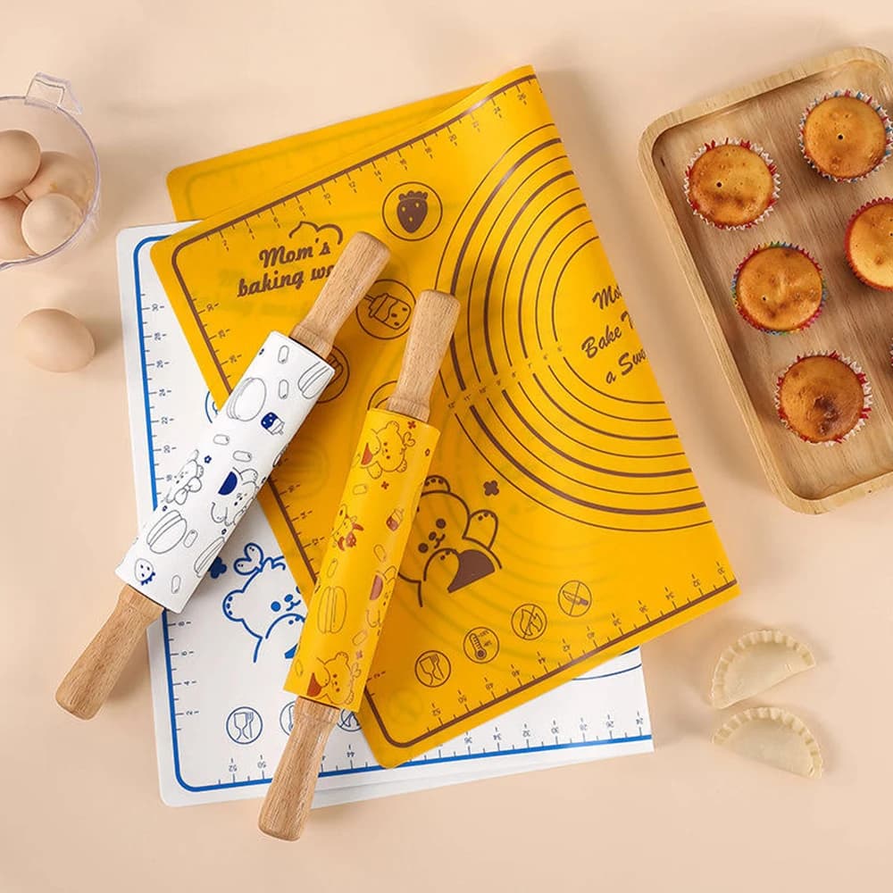 Set di Mattone da Forno e Mattone per Impastare in Silicone, Grande Tappetino Antiaderente per Impastare Pizza, Torte, Biscotti, Utensili da Pasticceria