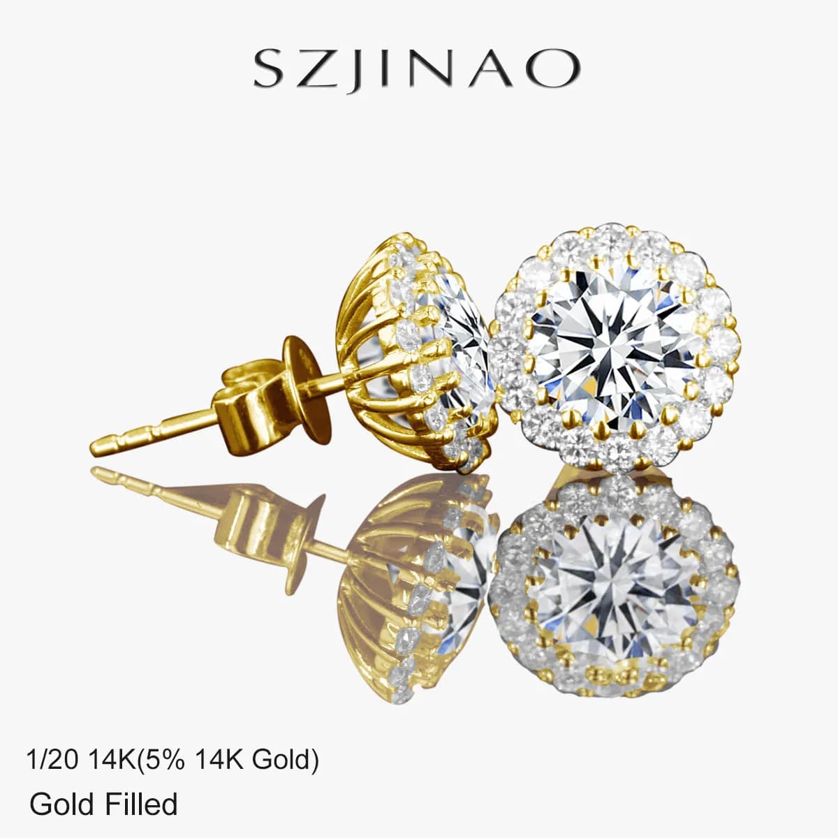 szjinao Orecchini a bottone Moissanite riempiti in oro 14k di lusso per le donne D VVS1 7mm Borchie con diamanti a taglio rotondo Gioielli per anniversario di matrimonio