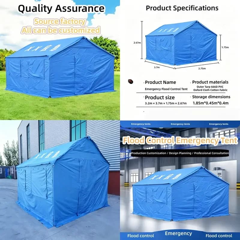 for 12sqm Windproof Rainproof Four Season Warm Outdoor Emergency Rescue Tent Quick Setup Oxford Cotton Fabric Camping Hiking