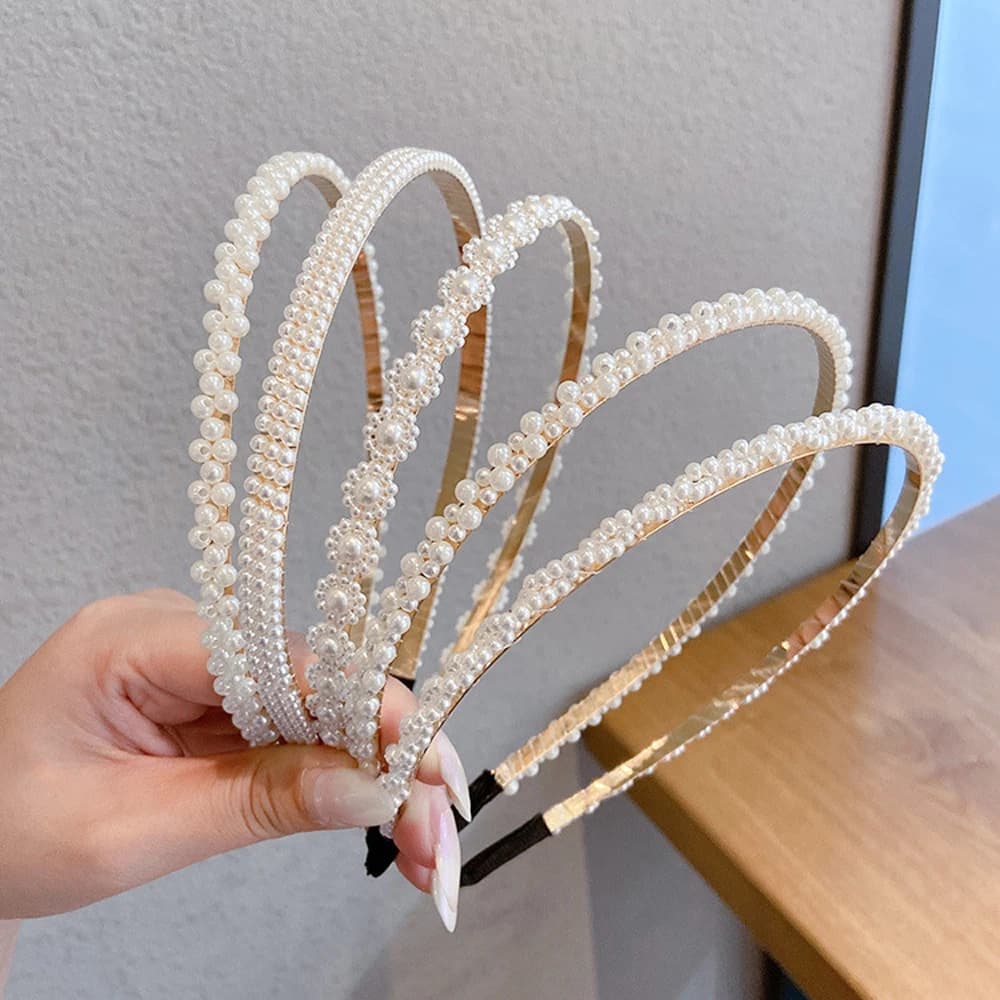 Girls Fashion Flower Bow Korean style Beaded Pearl Headband Hair Accessories Hair Hoop Hair Band