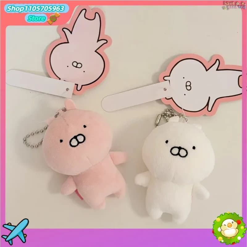 Vintage Usamaru Rabbit Doll Pink Cute Bag Pendant Keychain Mini Stuffed Toy Student Backpack Hanging Ornament Girls Gift