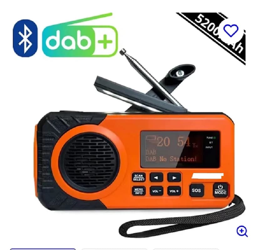 DAB/DAB+/FM Digital Radio with 5000mAh power bank Solar Emergency SOS Radio with hand crank recharge lamp and Torch for camp