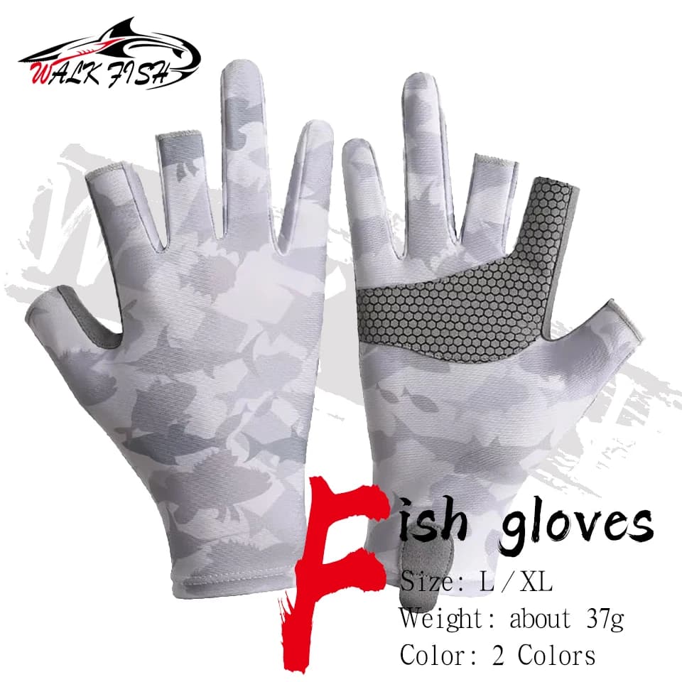 WALK FISH 1 Paio di Guanti da Pesca UPF 50 Protezione Solare per le Mani Guanti Traspiranti per Sport all'Aperto Abbigliamento da Pesca alla Carpa Pesca Uomo