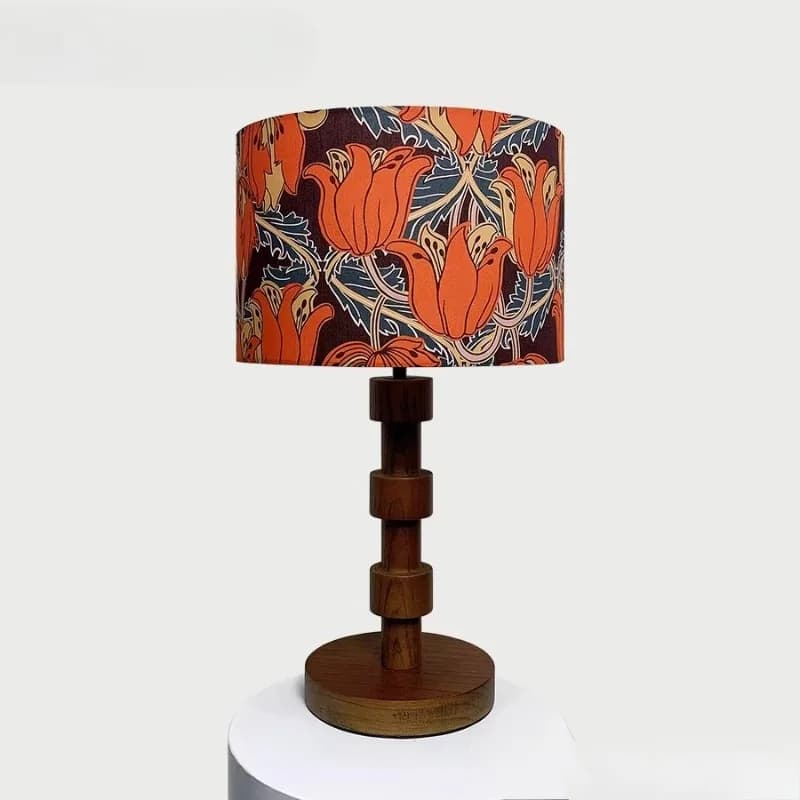 Lampade da Tavolo Vintage in Legno Massello e Tessuto, Luce Notturna LED per Camera da Letto, Studio, Ufficio, Soggiorno, Ornamento Creativo d'Atmosfera