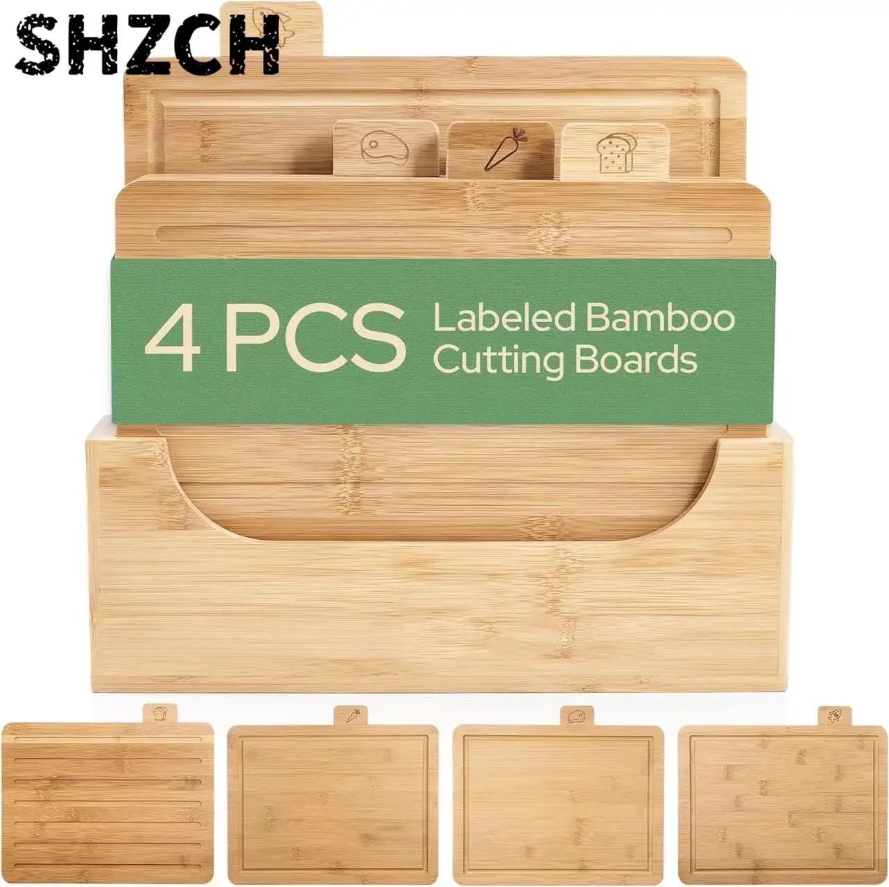 Bamboo Classification Cutting Board 4pcs Set Cutting Board Home Kitchen Multi-purpose Cutting Board Fruit Cheese Kitchen Tool
