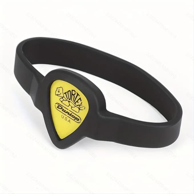 La borsa per plettro per chitarra è realizzata in silicone e il plettro portatile indossabile di tipo braccialetto è un regalo super fantastico per gli amanti della musica/begi