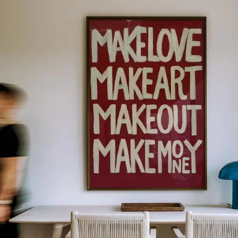 Modern,Retro Self Made Love Kisses Me Quotes Wall Art Print Canvas Painting Poster Picture For Living Room,Bedroom Home Decor