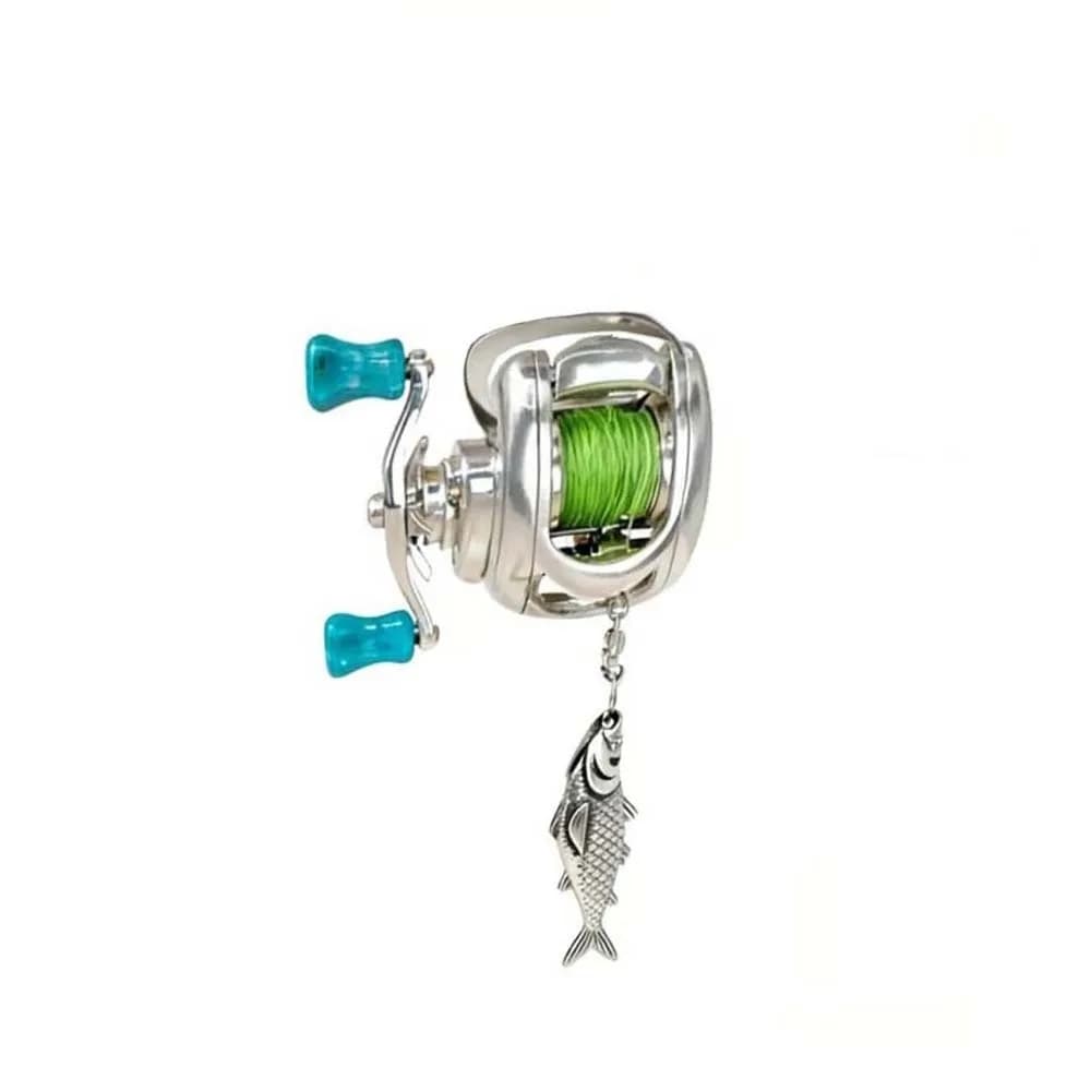 Collana di Lusso con Mulinello da Pesca Staccabile, Anello Girevole con Mulinello, Ciondolo da Uomo, Regalo per Lui