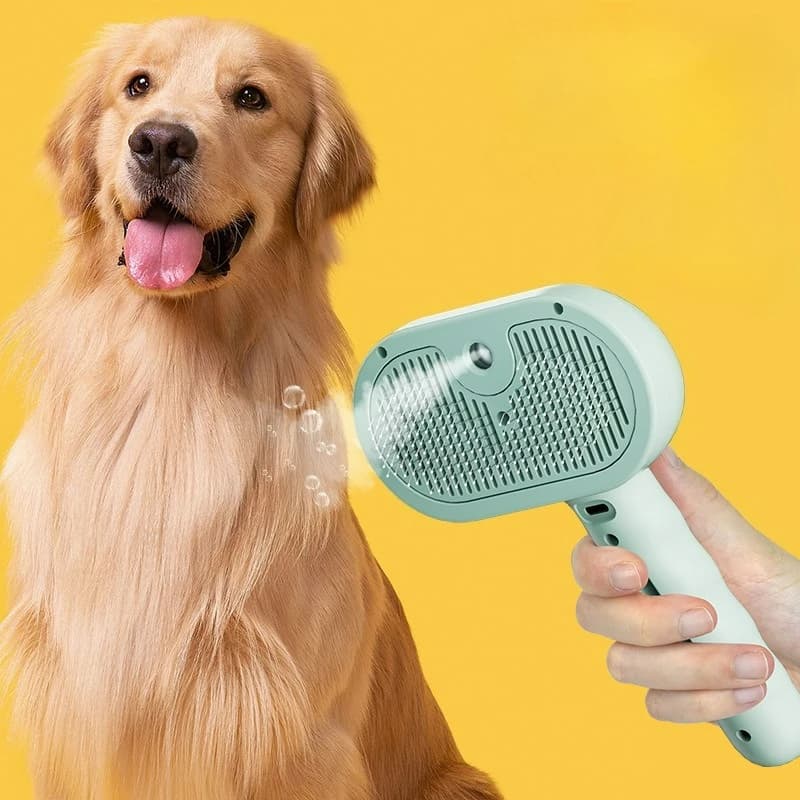 Spazzola Spray per Toelettatura Animali Domestici, per Cani e Gatti, Spazzola Districante con Punte Massaggianti per Rimozione Pelo e Pulizia