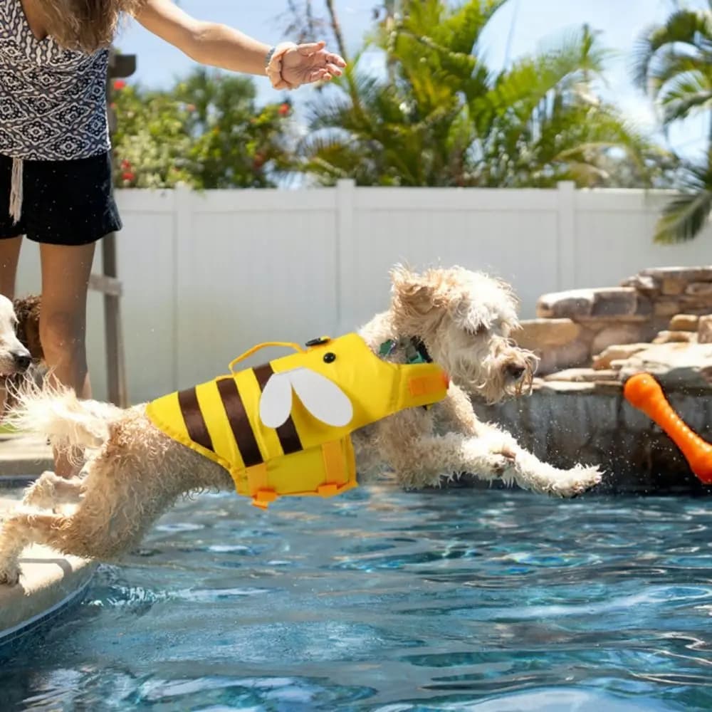 Practical Little Bee Pet Dog Life Jacket Soft Breathable Summer Swimwear Clothes Adjustable Pet Life Vest Harness Summer