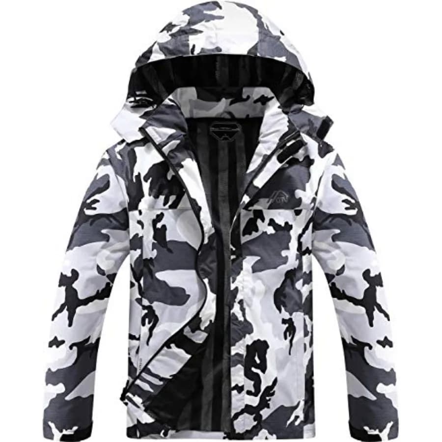 OTU Men's Lightweight Waterproof Hooded Rain Jacket Outdoor Raincoat Shell Jacket for Hiking Travel