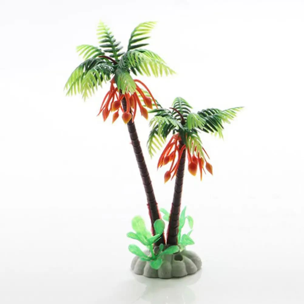 6Pcs Artificial Coconut Palm with Weighted Base Aquarium Decorations for Fish Tank Plastic Plants Marine Environment Enhancement