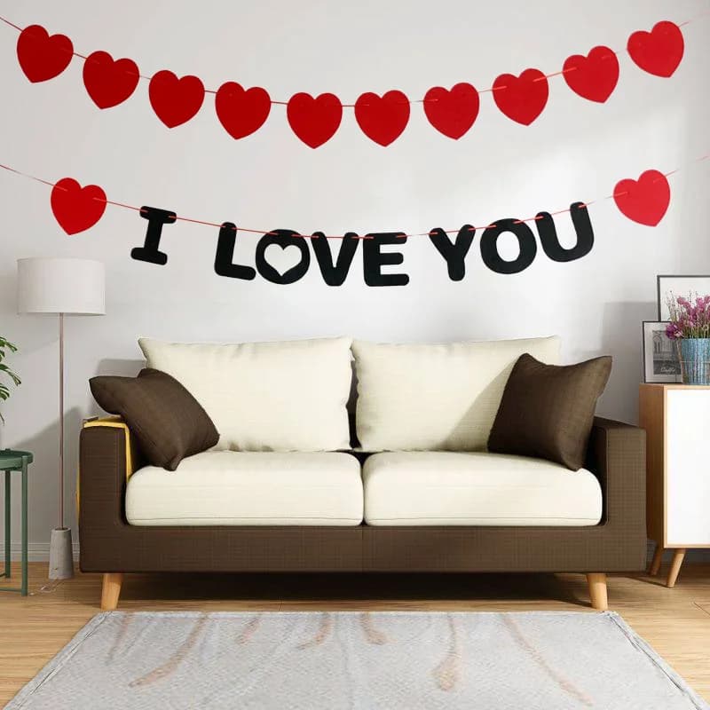 Red Pink Valentine Love Heart Garlands Be My Valentine Banner Rose Love Happy Valentine Party Home Decoration 2025