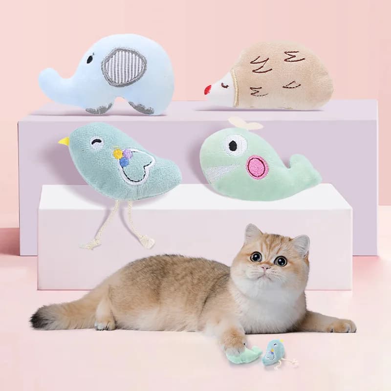 Pet supplies toys: elephant, whale, bird, hedgehog, plush cat toy with catnip, durable and chew-resistant