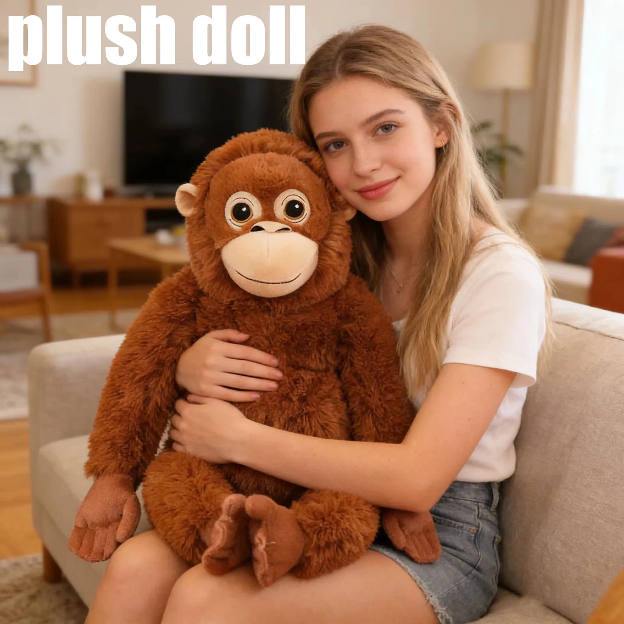 NUOVO Simpatico Peluche a Forma di Gorilla 66cm, Scimmia Scimpanzé Morbida, Decorazione per la Camera, Regalo per Bambini, Giocattolo in Peluche