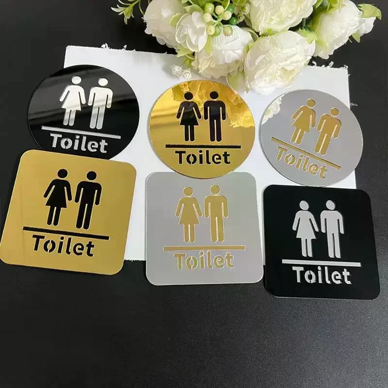 Cartello per WC in acrilico da 3,94 pollici per uomini e donne, identificazione del bagno, decalcomanie per specchietti per WC rotondi e quadrati per la decorazione domestica.