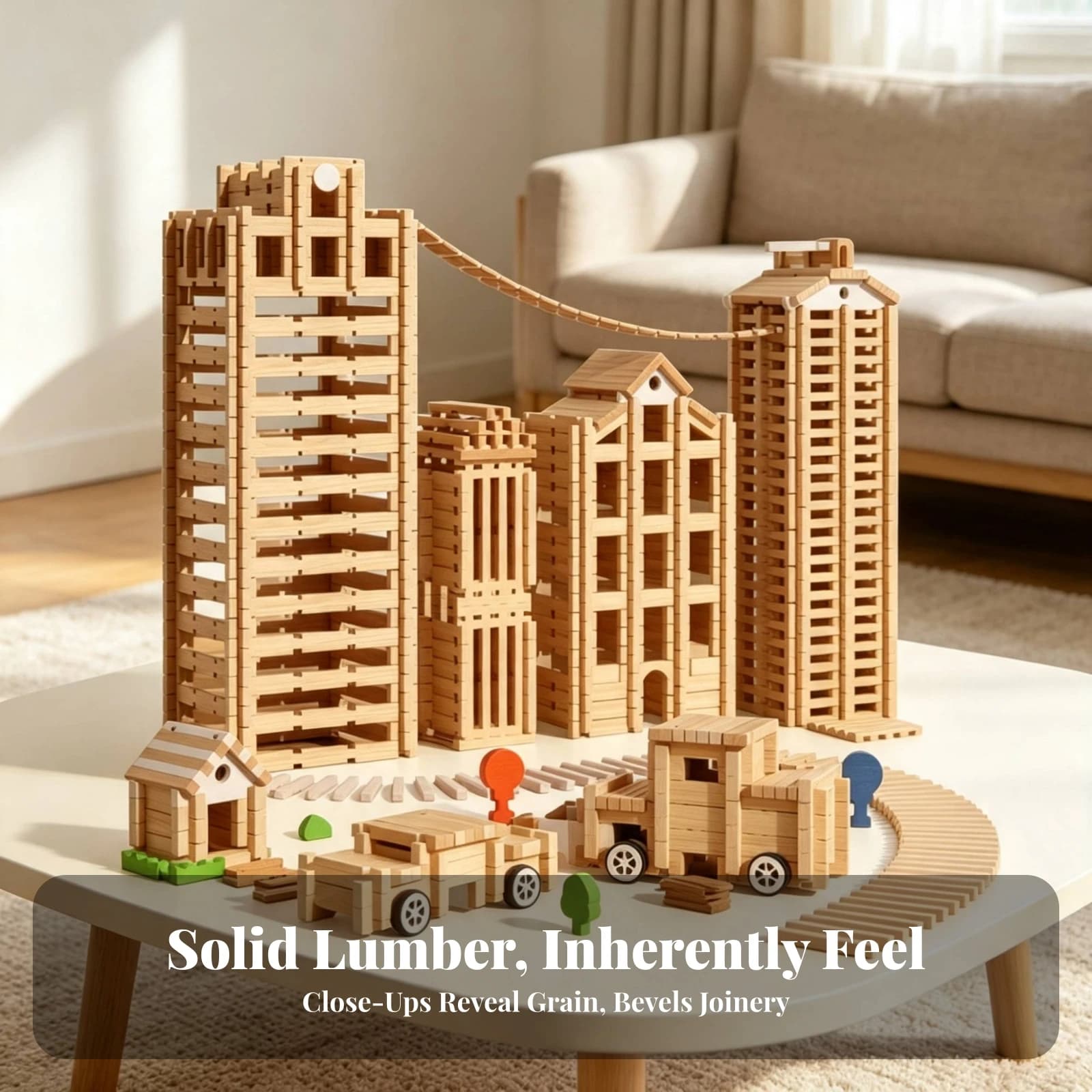 Mortise and Tenon Building Blocks Fine Motor Wooden Building Block Toy Wooden Construction Set Educational for Preschoolers