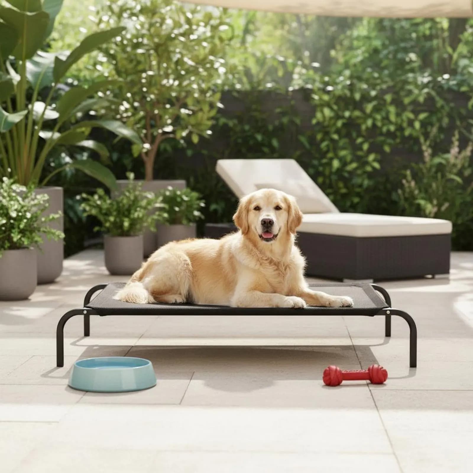 Cuccia Rialzata per Cani con Struttura in Metallo, Lavabile, Letto Rialzato per Animali Domestici, Cuccia Rinfrescante per Cani, con Piedini Antiscivolo per Cani di Taglia Grande