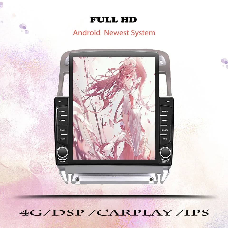 Autoradio Android 14 8G+128G per Peugeot 307 2001-2013, Stereo Multimediale, Tablet PC, Monitor GPS 2 Din, DVD, Carplay Auto