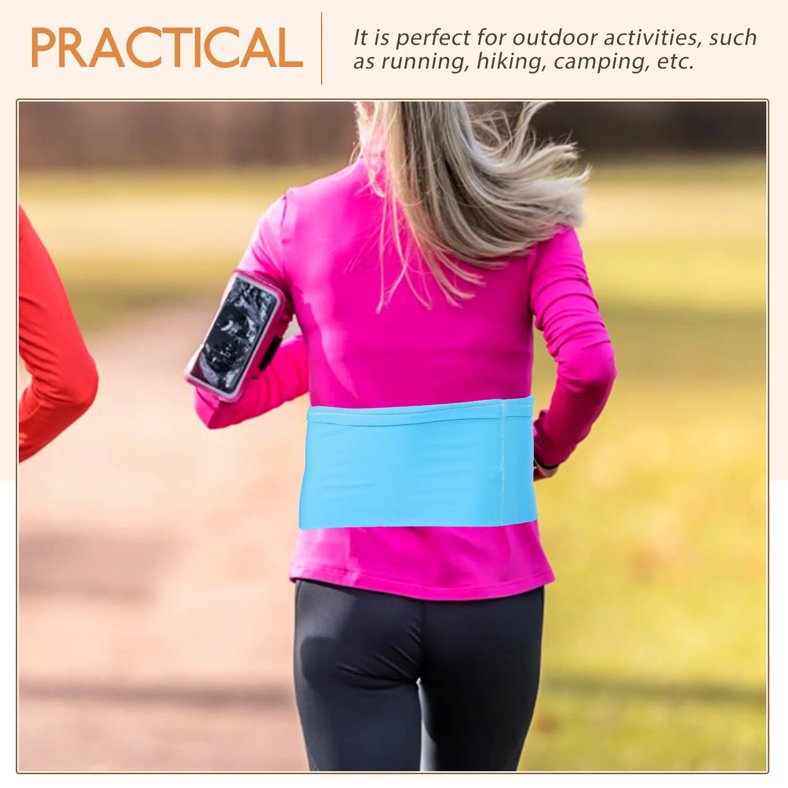 Anti-scratch Elastic Running Waist Bag, Fitness Bag for Hiking and Traveling, Adjustable Phone Door