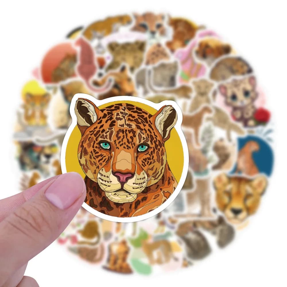 60 Adesivi Ghepardo Animali Selvatici Leopardati Impermeabili in Vinile per Laptop, Valigie, Quaderni, Borracce - Decorazioni