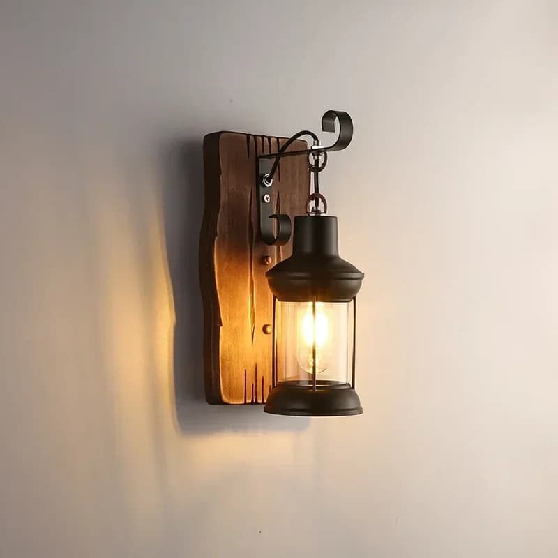 Wall Lamp American Retro Industrial Wind Solid Wood Creative Personality Bar Nostalgic Cafe Restaurant Decorative Wall Lights
